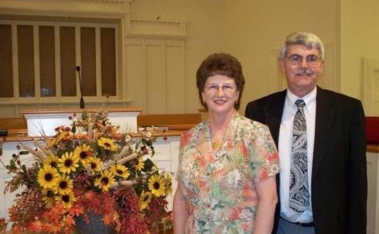 Judy Burdette with her husband Larry at the Bowersville Baptist Church