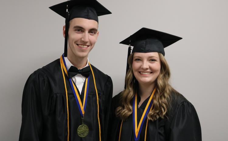Bowersville native Kaleigh Nichole Fowler (right) served as the co-valedictorian with George Nathan Perkins of Cornelia during Emmanuel University’s Fall Commencement.