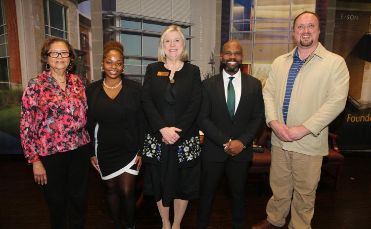 Winners for ATC’s top awards are pictured with ATC President Andrea Daniel from left to right: Adult Education Instructor of the Year Dr. Sonia Wilborn, Exceptional Adult Georgian Literacy Education (EAGLE) Delegate Tiras Anderson, President Daniel, Georgia Occupational Award of Leadership (GOAL) Student of the Year Nicholas Rucker (physical therapy assistant program), and Rick Perkins Instructor of the Year Award Coleman Simmons (air conditioning technology program).