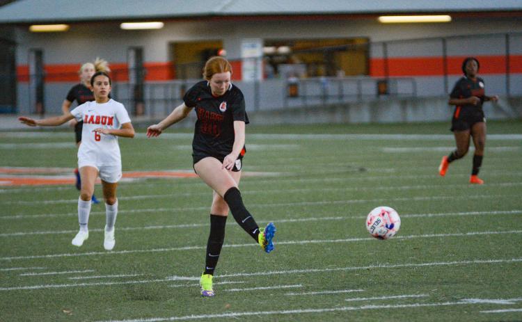 Pictured is junior forward Channing Segars as she scored a double hat trick against Rabun County in the 8-3 home win Feb. 13.