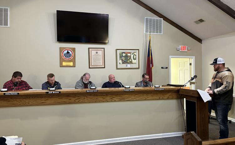 Kyle Whalen speaking before the Board of Commissioners on Monday evening.