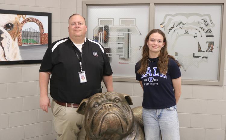 HCHS YGA winner: Pictured, right, is Hart County High School 11th-grade student Zoe Carter alongside Mr. Kevin Gaines, principal. Zoe was one of two system-wide 2023-2024 Young Georgia Author contest winners who have been selected as Pioneer RESA Region winners for the contest and will be moving on to the state competition.