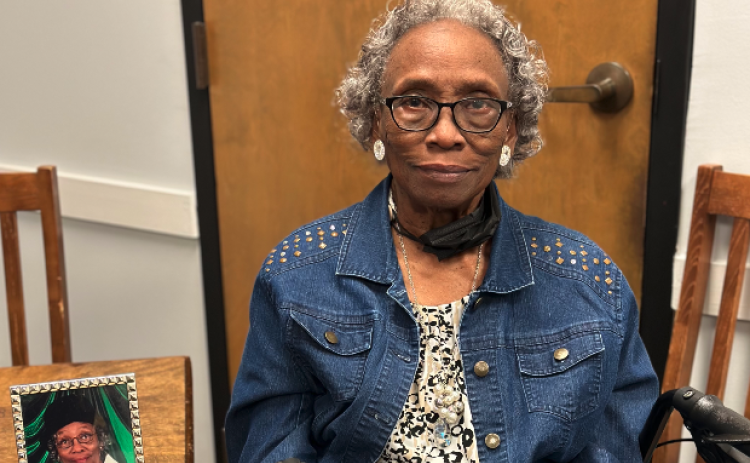 Idell Morrison next to a 2009 photo of her.