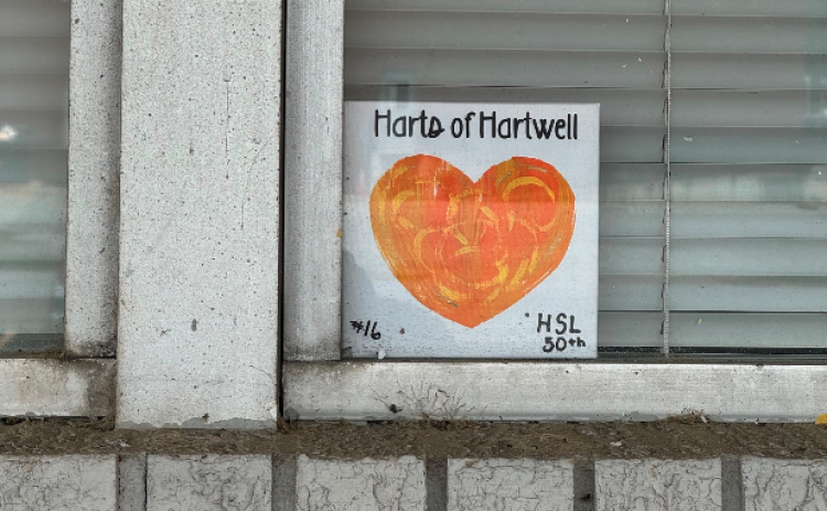The Harts of Hartwell scavenger hunt takes place throughout the month of June. Seen here is the display in the window of The Hartwell Sun.