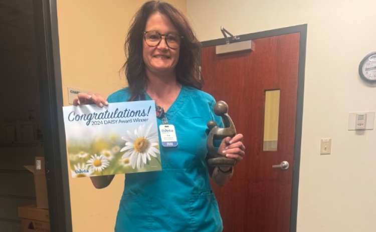 Letitia Scott, a nephrology nurse at DaVita Lake Hartwell Dialysis was honored with the DAISY Award for extraordinary nurses.