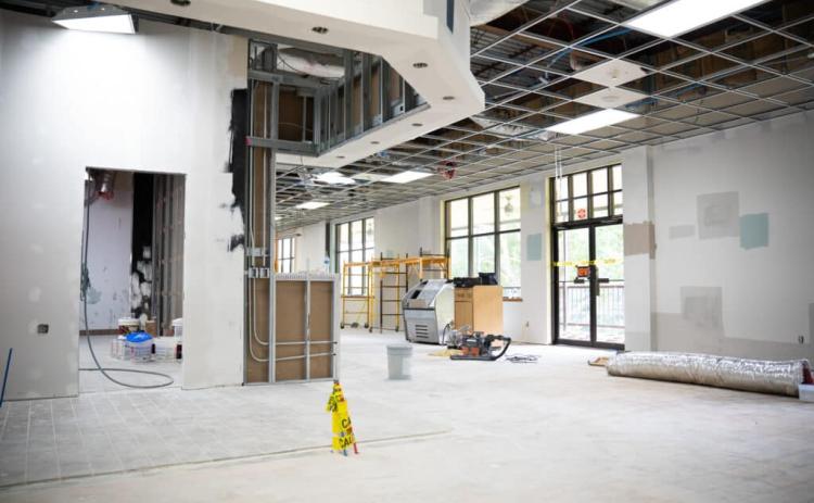 Construction continues on TFC’s new Screaming Eagle Cafe which will open for students this fall.