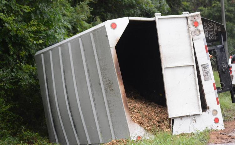 On July 29, the Georgia State Patrol and local first responders were called to a single car accident on Mt. Olivet Rd. in Hart County where a truck pulling a wood chipper ran off the road.