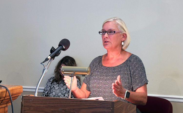 Nancy Evans on July 23, speaking before the BOC about gravel roads.