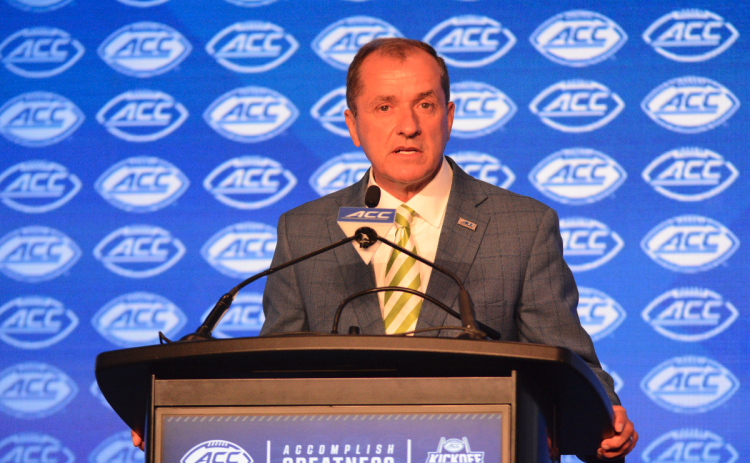 ACC Commissioner Jim Phillips addressing the media at ACC Kickoff on July 22. Photo by Benjamin London