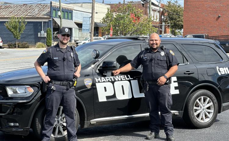 Hartwell Police Officers Trevor Purser (left) and Miguel Ocon.