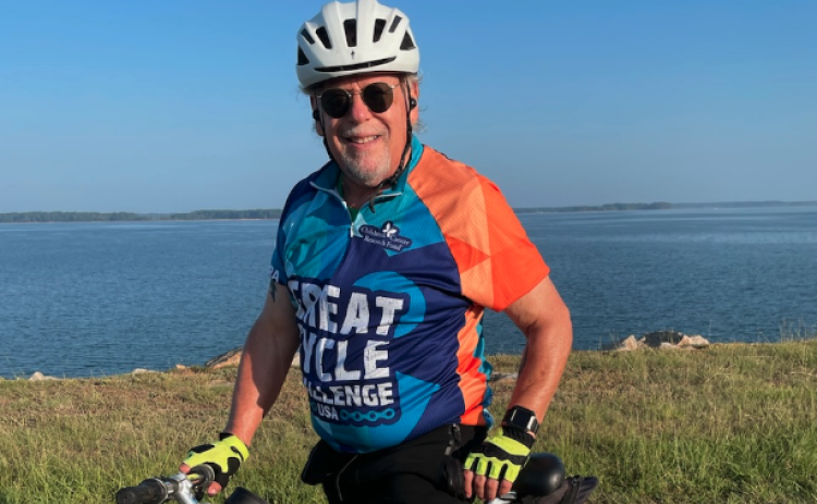 Raymond Gilbert will ride 400 miles this month on his bicycle through Hart County as he works with the Children’s Cancer Research Fund to raise money for pediatric cancer.