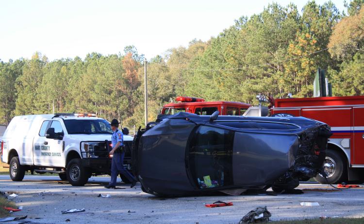 A three-car accident on Bowersville Hwy. Tuesday afternoon shut down traffic in both directions coming in and out of Hartwell, and sent one victim to the hospital.