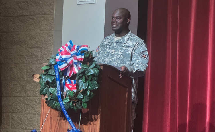 Hartwell Elementary teacher David Longworth, a U.S. Army veteran, served as the keynote speaker for Hart County High School’s Veterans Day program.