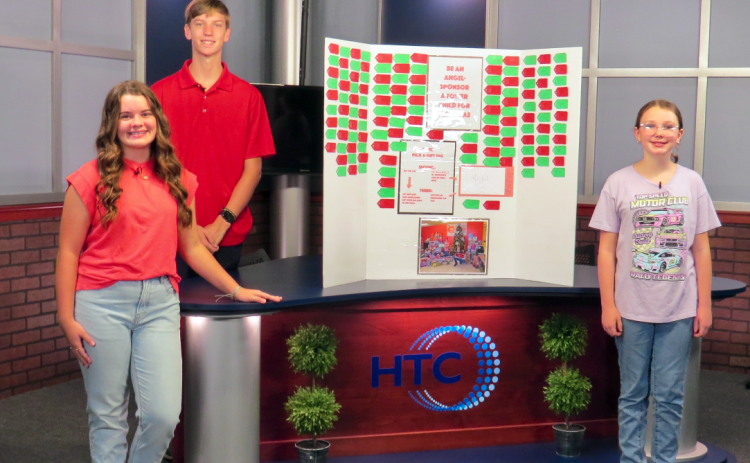 Pictured above (from left to right): The youth leaders for the angel tree including Claire Hoy, Tyler Bowers, and Nakalegh Cromer.
