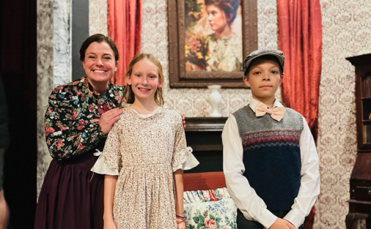 From left to right: Liza McCurley Dickson as Winifred Banks, Allie Holden as Jane Banks, Lance Shaffer, Jr. as Michael Banks in the upcoming production of Mary Poppins.