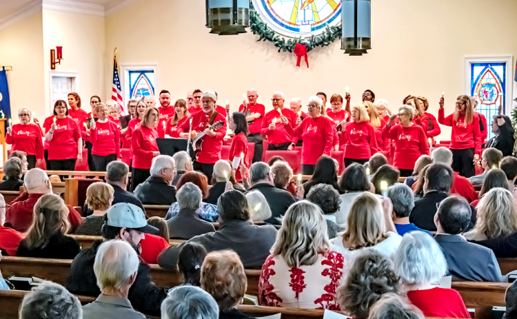 A scene from the 2023 Christmas concert from the Hart Area Community Chorus. The concert was played to a standing room only sanctuary.