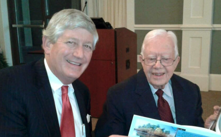 In 2012 photographer and friend Wayne Morgan wanted to produce a children’s book to encourage better stewardship of Georgia’s rivers, especially the Little Satilla near his home in Brantley County. I volunteered to write the story in the voice of his grandson Kase. Knowing that Jimmy Carter, as a boy, loved fishing in the Little Satilla with his father, I asked the 39th president to endorse our book. Here is what’s on the back cover of Kase for the Environment (left): “The Satilla Rivers were one of my favo