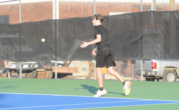 Jackson Daniel captures the win at No. 2 singles, 6-4, 6-0 to help elevate his team to a 4-1 win over East Jackson and help his team remain undefeated in region play on Feb. 25.
