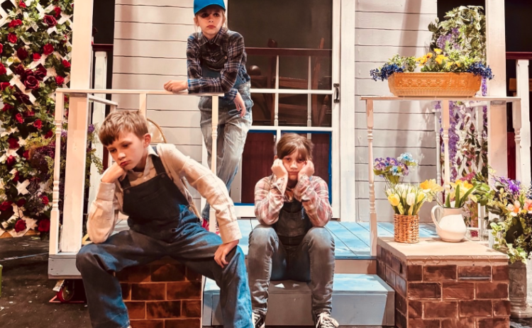 See (L-R) Cooper Holden as Dill Harris, Allie Holden as Jem Finch and Averylynn Richardson as Scout Finch during one of the weekends “To Kill a Mockingbird” is on stage at the Hart County Community Theatre.