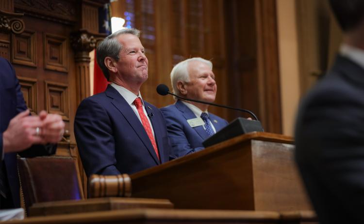A tort reform bill Republican Gov. Brian Kemp made his top priority for this year’s legislative session gained final passage in the General Assembly March 21. (Photo from Gov. Brian Kemp’s State of the State address earlier this year via Gov. Kemp’s office)