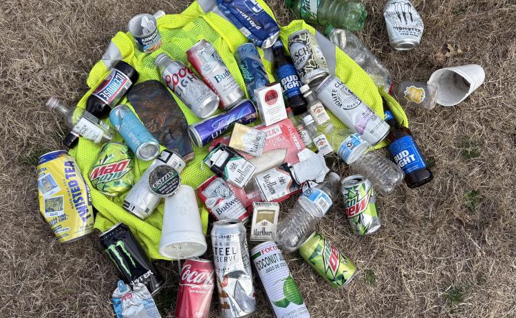 This is not everything picked up in the roadside ditch, but it’s a sampling of the litter. Some was tossed from the windows of vehicles, and many of the items probably blew out of the back of pickups. Either way, the result was a trashy mess. (Photo/Nesmith)