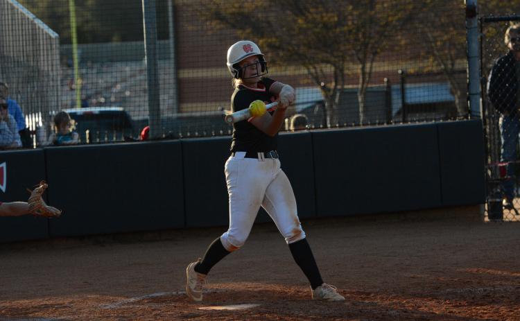 Sophomore infielder Chesnee Strickland goes 2-4 with two runs and two RBI’s in the game two 14-4 win over North Oconee. (Photo/Benjamin London)
