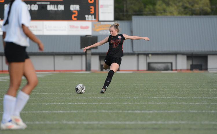 Senior midfielder Teague Pierce scores a hat-trick in the 6-1 win over Washington-Wilkes. (Photo/Benjamin London)