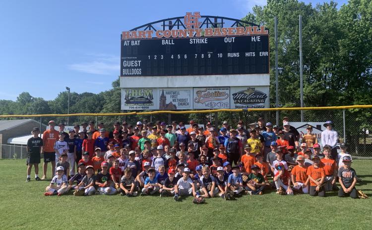 Nearly 100 campers were in attendance in the annual Hart County Baseball Youth Camp June 9-11. Over the course of three days, campers did drills in the infield, outfield, on the mound and in the batters box as over 15 current and former players and coaches led the campers in all of the drills. (Photo/Benjamin London)