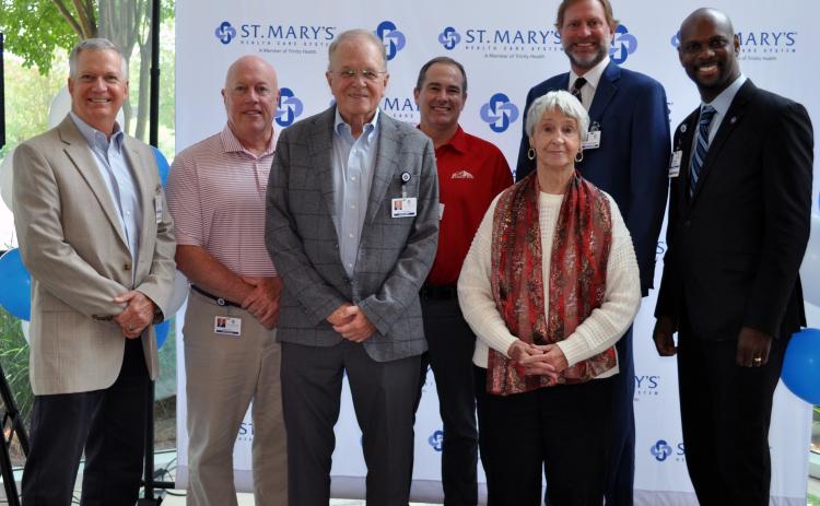 St. Mary’s Sacred Heart Hospital Board members who attended the 10th Anniversary celebration were, from left to right, Charles Rice, Chris Moon, Scott Hardigree, John Hylton, Diane Toney, Ed Ridgway and Stonish Pierce. (Submitted by Ralston)