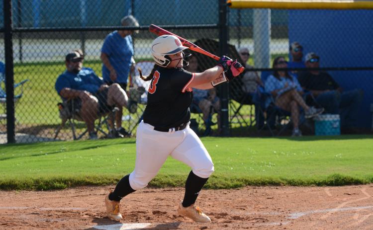 Freshman infielder Marlee Bowers went 2-4 with two runs and a run batted in to elevate the Lady Dogs past the Lady Tigers of Washington-Wilkes, 5-3, Aug. 14. (Photo by Benjamin London)