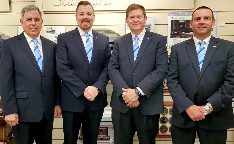 On Oct. 20, Strickland Funeral Home will celebrate its 50th anniversary of serving local families. Funeral directors (L-R) include Mickey Umbehant, Courtney Umbehant, Arnold Strickland and Jamie Johnson. Not pictured is funeral director Matthew Strickland. (Photo submitted by Arnold Strickland)