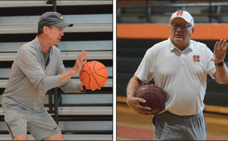 Former Hart County boys basketball coaches, Jim Burch (left) and Harry Marsh (right), returned to the hardwood to lead the Champions Basketball Training Camp Nov. 24-25.