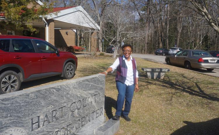 Joann Thornton is finding joy as she continues loving life after the loss of her husband, Harry, a little over one year ago. Some of her joy is found fellowshipping with her fellow members at the Hart County Senior Center, where she used to serve as a driver. She now enjoys playing card games and the variety of activities at the center.  Photo by Madison Linton.