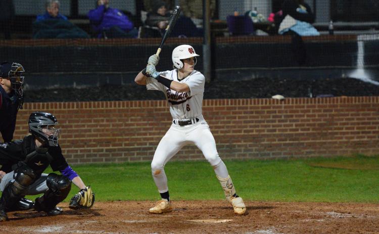 Junior shortstop Crew Franklin went 3-4 with two runs and a run batted in during the 10-0 run ruled win over the Indians of Lumpkin County Feb. 27. Photo by Benjamin London.
