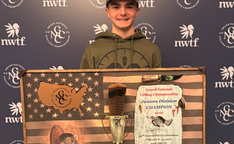 14-year-old Hart County native Hudson McGarity captured the Grand National Calling Championship in the Junior Division Feb. 11-15 in Nashville, Tn. Photo submitted by Jason McGarity.