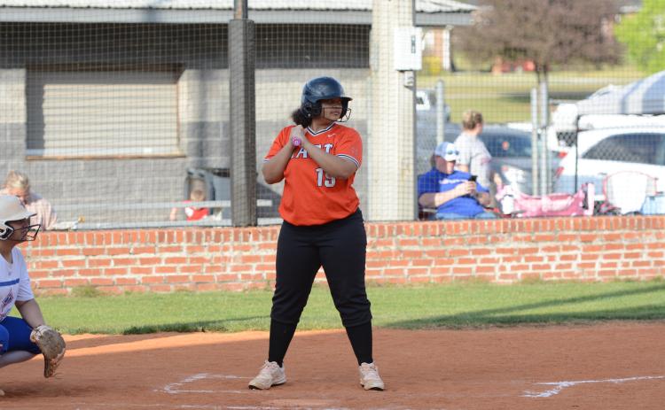 Mia Jackson led the Lady Dogs at the plate going 3-6 with a run and drove in a run, in the 12-8 and 12-2 losses to Jefferson March 31. Photo by Benjamin London.