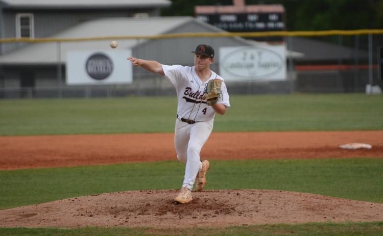 Junior pitcher Riley Sanders allowed four hits, no runs and issued one walk in his five innings of relief in the 6-2 loss to Prince Avenue Christian April 6. Photo by Benjamin London.