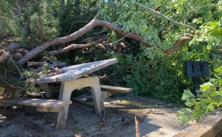 Storm damage at Elrod Ferry Recreation Area. Photo courtesy of U.S. Army Corps of Engineers.