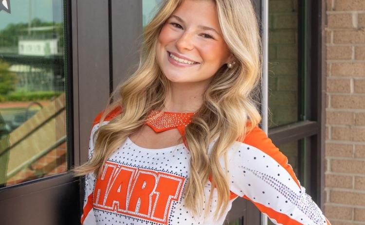 Hart County High School’s senior cheerleaders Ashlyn Adams was named to the Georgia Coaches Cheerleading Association’s Top 30 for Cheerleader of the Year for Classes A-AAAA July 6. Photo submitted by Hart County High School Cheer.