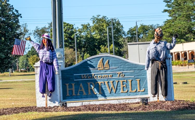 Scarecrows have been spotted around Hartwell, signaling the beginning of Main Street's annual contest. This year's theme is "Stars, Stripes and Scarecrows." Photo by Bill Powell.