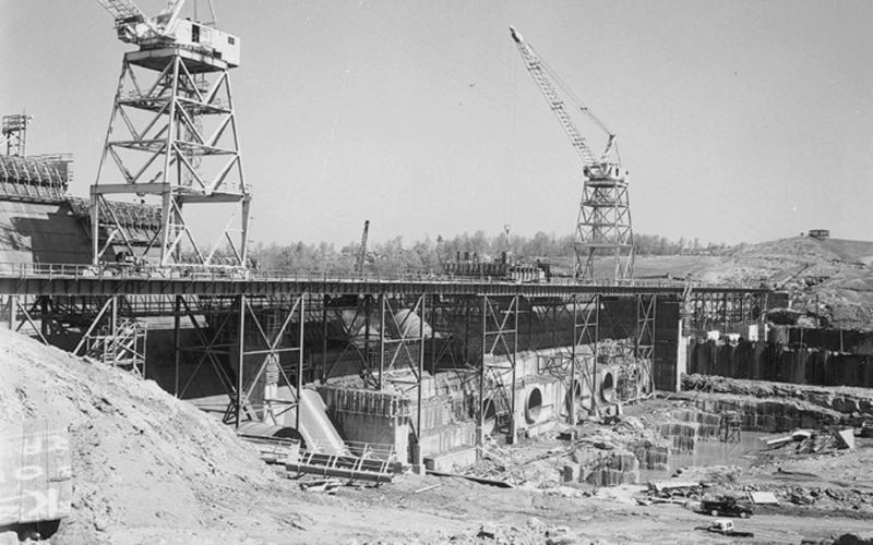 The Hartwell Dam as it was under construction in 1959.