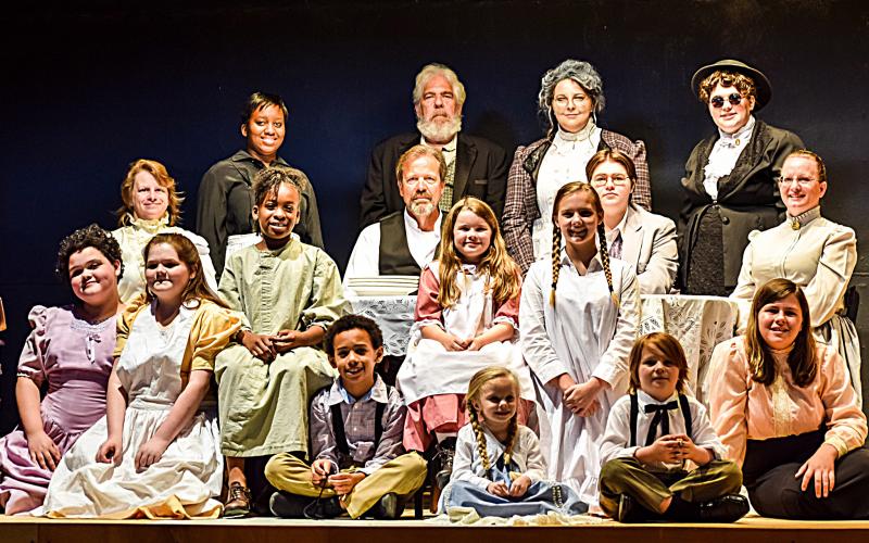 Photo submitted — The cast of “The Miracle Worker” is pictured. Seated and kneeling from left to right are Sophia Hernandez, Peyton Donald, Devin Ellison, Scarlett Grace Thompson, Beth Mason, Wyatt Donald and Brianna Isbell. Seated in chairs are Arlene Ford, Nae Nae Hill, Philip Johnson, Claire Hoy, Max Donald and Traci Mason. Standing are Myia Hill, Bob Axton, Hannah Payne, Reagan Donald. Not pictured is Marlie Wilson.