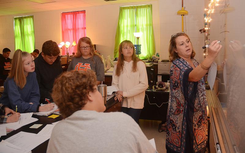 Sunshot by Michael Hall — Hart County High School science teacher shows how to convert measurements to her students on Oct. 8.