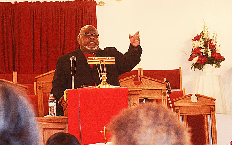 Sunshot by Michael Hall - The Rev. Jermaine Drinkard speaks at the annual Martin Luther King Jr. Day ceremony presented by the Hart County NAACP on Monday, Jan. 20, at Sardis Missionary Baptist Church.