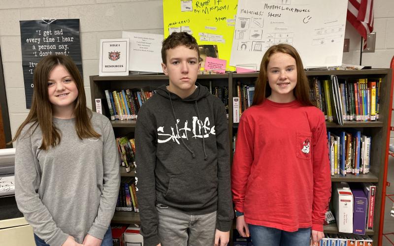 HCMS winners are Bella Chitwood, eighth grade; Lake Dickenson, seventh grade; and Juliette Cason, sixth grade.