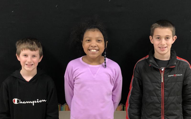 Hartwell Elementary winners are Asher Marchman, second grade; Joniyah Glaze, third grade; and Jackson Carter, fifth grade.