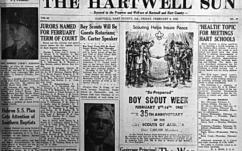 The Hartwell Sun from 1945