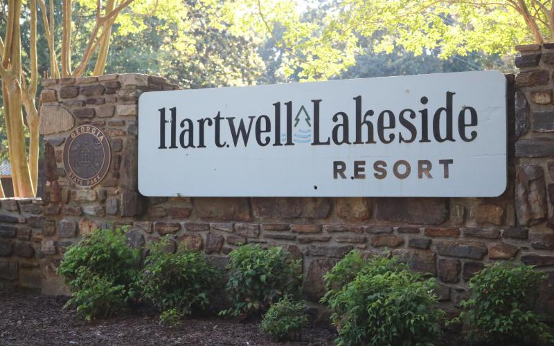 The new sign marking the former Hart State Park as Hartwell Lakeside Resort is shown. 