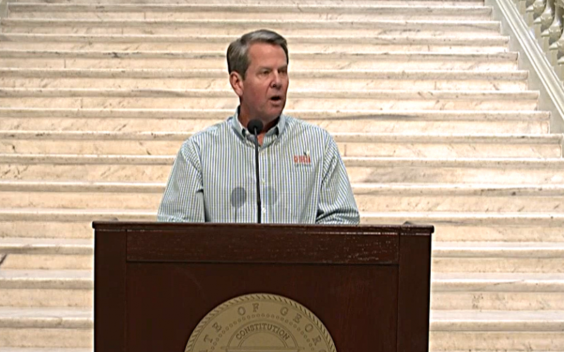 Photo from file — Georgia Gov. Brian Kemp speaks at a press conference in May. Kemp on Thursday, June 11, announced more rollbacks of pandemic-prompted restrictions statewide. 