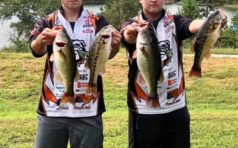 Photos submitted Dawson Carden, left, and Griffin Milford, right, show off their catches following an intra-club tournament on Lake Hartwell. 